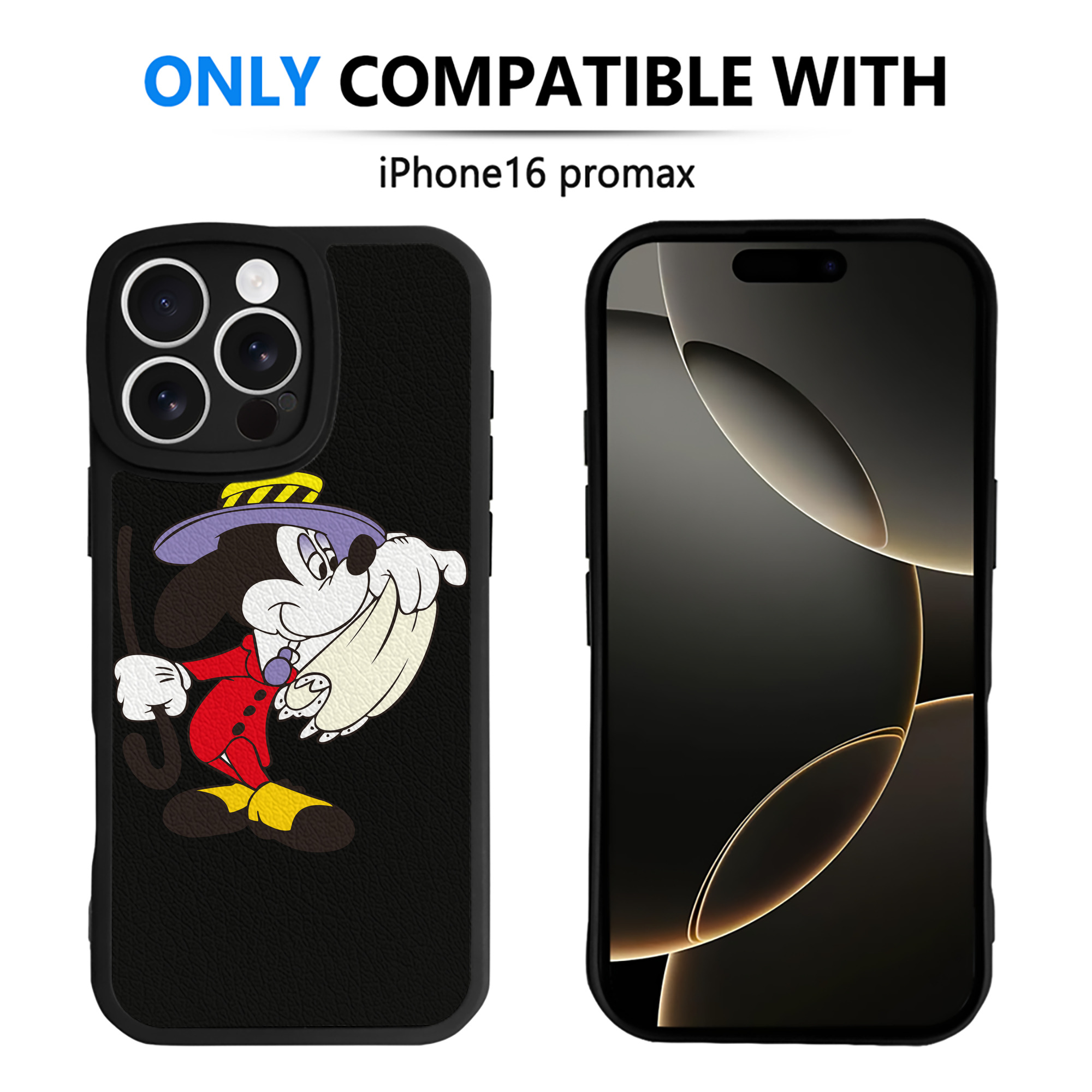 （画像用） ミッキーマウス Mickey Mouse 【iPhone 16シリーズ対応】シリコンスマホケース（レザー調） 材質：シリコン
